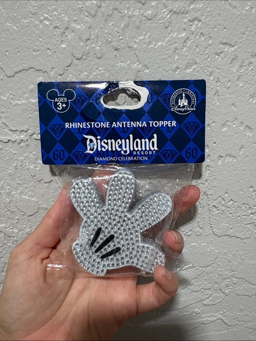 Disney Rhinestone Mickey Glove Antenna Topper - Silver